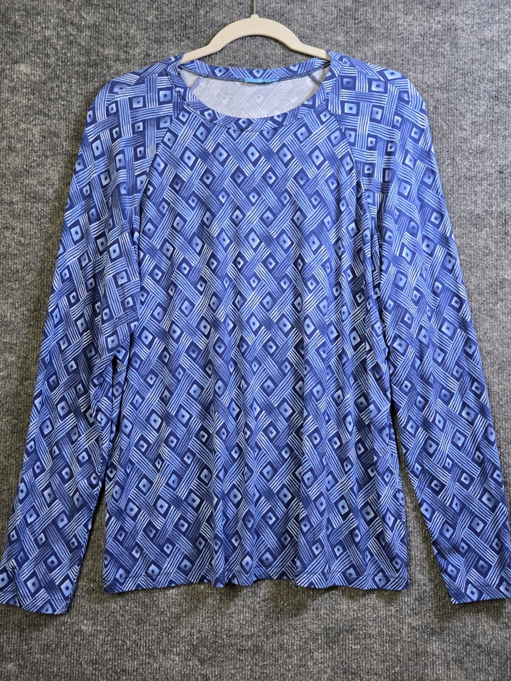 J McLaughlin Top Womens XL Blue Basketweave Jersey Knit Button Detail Raglan